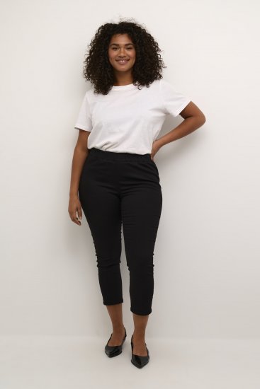 Kaffe Curve Ana Cropped Twill Jeggings Diepzwart - Jeans & Broeken in Grote Maten – Plus Size - 