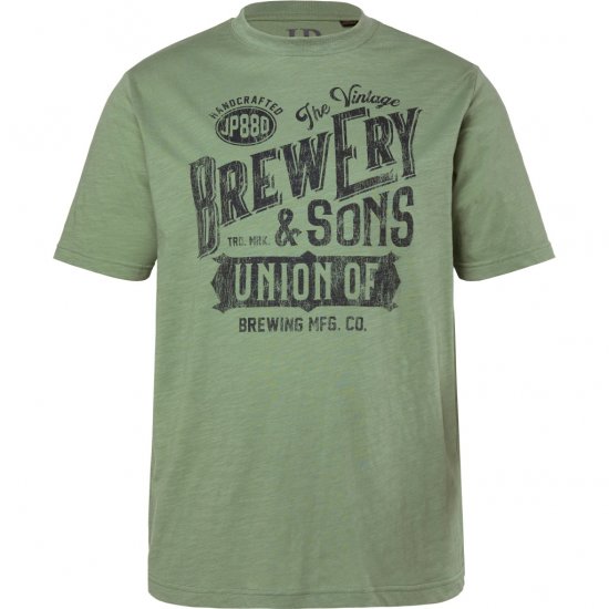 JP1880 T-Shirt Short Sleeve Chest Print Eucalyptus Green - T-shirts - Grote Maten T-shirts Heren