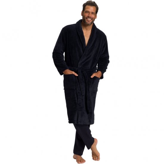 JP1880 Bathrobe with Spacious Patch Pockets Dark Navy - Ondergoed & zwem - Grote Maten Ondergoed Heren