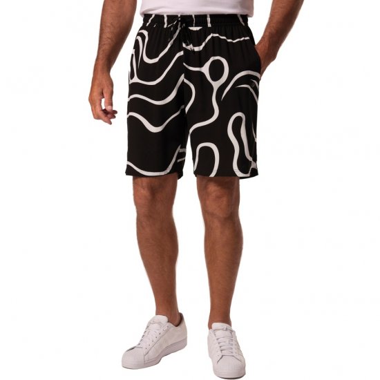 JP1880 Bermuda Shorts Soft Viscose All-over Print Black - Korte broeken - Grote Maten Korte Broeken Heren