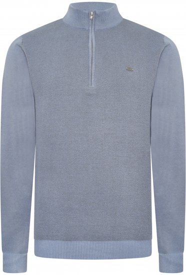 Kam Jeans 94 Knitted with 1/4 Zipper Sweater Powder Blue - Sweaters & hoodies - Sweaters & Hoodies Grote Maten Heren
