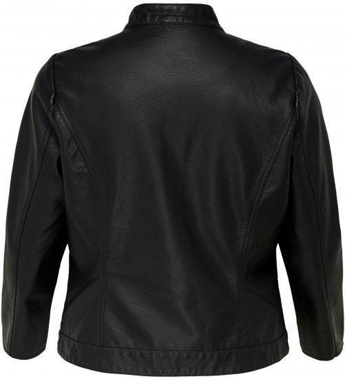 Only Carmakoma Robber Leather Jacket Black - Leren jassen - 