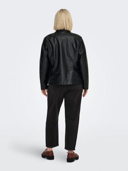 Only Carmakoma Robber Leather Jacket Black - Leren jassen - 