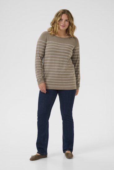 Kaffe Curve Linia Boatneck Pullover Morel Melange with Silver Lurex - Gebreide truien - 