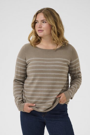 Kaffe Curve Linia Boatneck Pullover Morel Melange with Silver Lurex - Gebreide truien - 