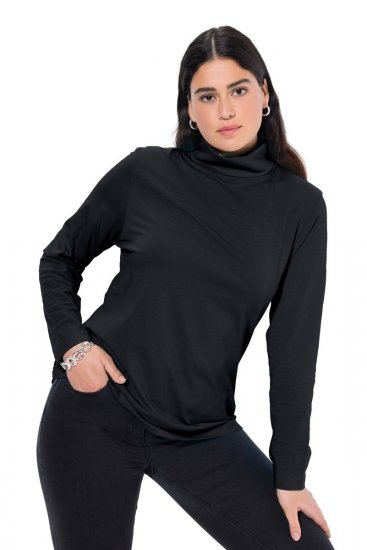 Ulla Popken Basic Long Sleeve Slim Fit Turtleneck Black - Sweaters & hoodies - Warme Sweatshirts, Hoodies & Truien