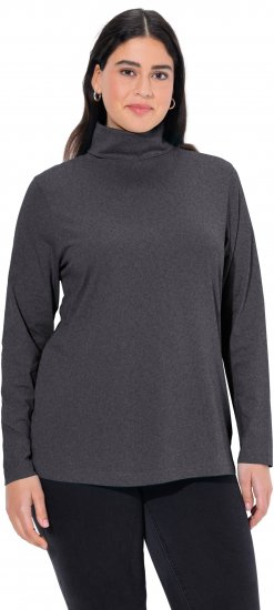 Ulla Popken Basic Long Sleeve Slim Fit Turtleneck Charcoal Grey Melange - Sweaters & hoodies - 