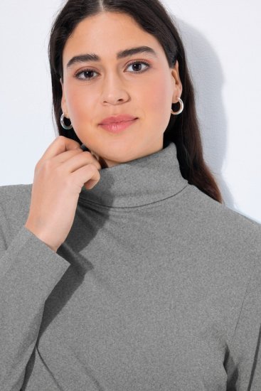 Ulla Popken Basic Long Sleeve Slim Fit Turtleneck Light Grey Melange - Sweaters & hoodies - Warme Sweatshirts, Hoodies & Truien