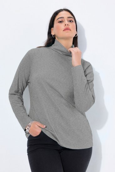 Ulla Popken Basic Long Sleeve Slim Fit Turtleneck Light Grey Melange - Sweaters & hoodies - Warme Sweatshirts, Hoodies & Truien