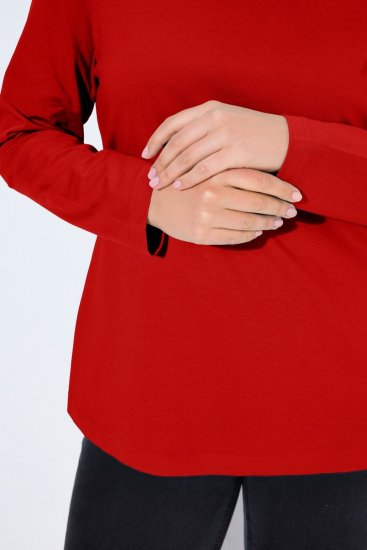 Ulla Popken Basic Long Sleeve Slim Fit Turtleneck Dark Berry - Sweaters & hoodies - Warme Sweatshirts, Hoodies & Truien