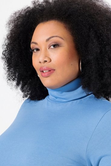 Ulla Popken Basic Long Sleeve Slim Fit Turtleneck Light Cornflower - Sweaters & hoodies - Warme Sweatshirts, Hoodies & Truien