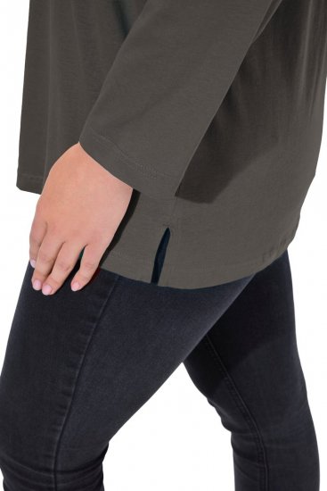 Ulla Popken Back To Basics V-Neck Relaxed Fit Cotton Tee Graphite Grey - T-shirts - T-shirts voor dames