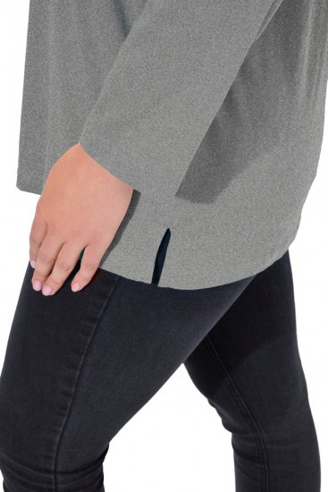 Ulla Popken Back To Basics V-Neck Relaxed Fit Cotton Tee Light Grey Melange - T-shirts - T-shirts voor dames