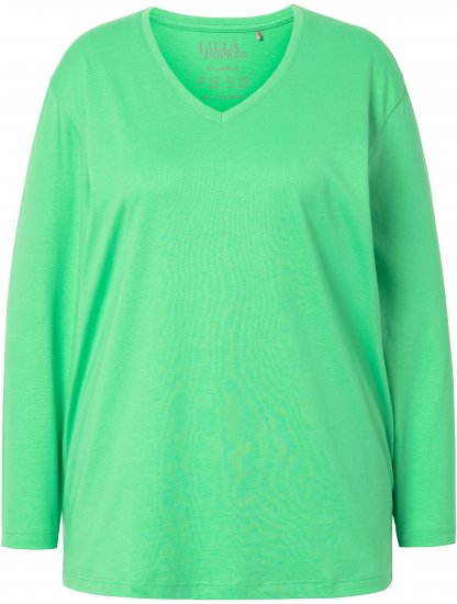 Ulla Popken Back To Basics V-Neck Relaxed Fit Cotton Tee Mint Green - T-shirts - 