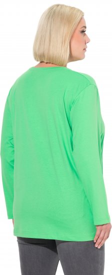 Ulla Popken Back To Basics V-Neck Relaxed Fit Cotton Tee Mint Green - T-shirts - 