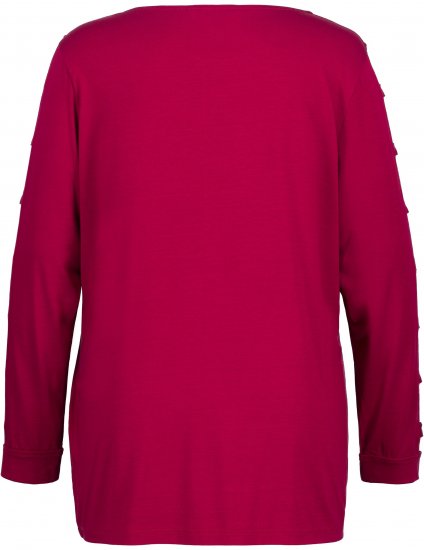 Ulla Popken Rhinestone Accent Statement Cutout Sleeve Stretch Knit Top Wine Red - Bedrukte T-shirts voor dames - 