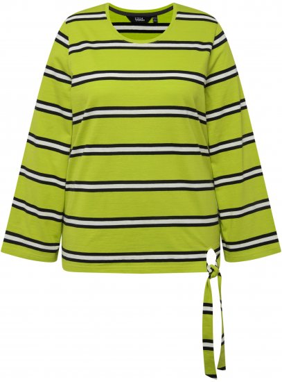 Ulla Popken Striped Hem Long Sleeve Tee Apple Green - Bedrukte T-shirts voor dames - 