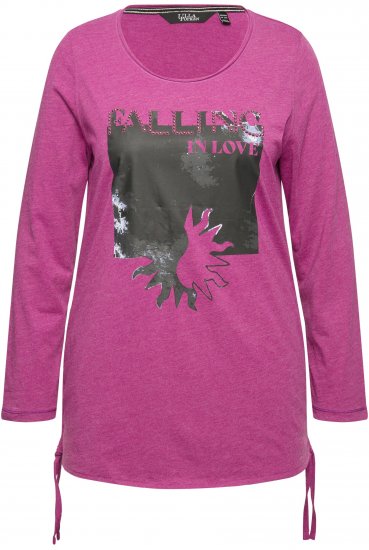 Ulla Popken Tie Hem Long Sleeve Graphic Tee Berry - Bedrukte T-shirts voor dames - 
