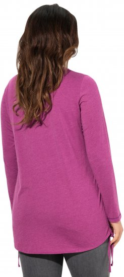 Ulla Popken Tie Hem Long Sleeve Graphic Tee Berry - Bedrukte T-shirts voor dames - 