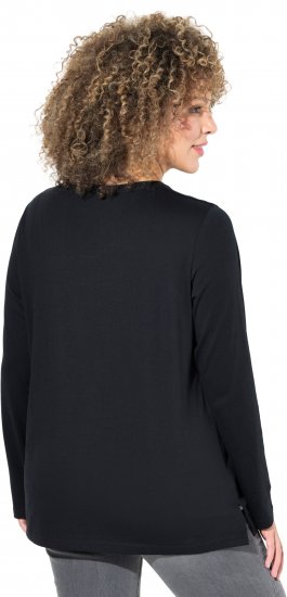 Ulla Popken Metallic Graphic Holiday Tee Black - Bedrukte T-shirts voor dames - 