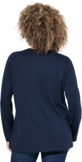 Ulla Popken Metallic Graphic Holiday Tee Navy - Bedrukte T-shirts voor dames - 