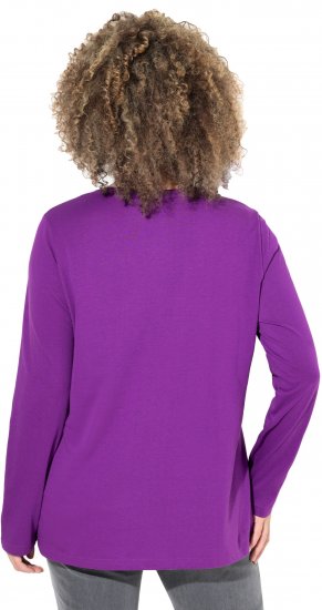 Ulla Popken Metallic Graphic Holiday Tee Dark Purple - Bedrukte T-shirts voor dames - 