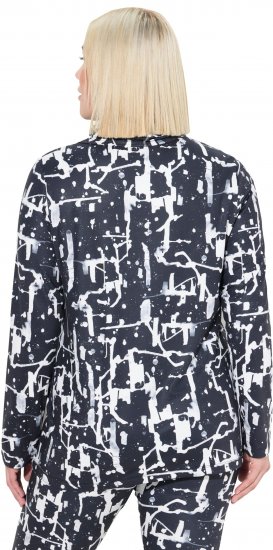Ulla Popken Quick Drying Abstract Print Tee Black - Bedrukte T-shirts voor dames - 