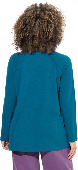 Ulla Popken Inverted Seam Long Sleeve Graphic Tee Teal - Bedrukte T-shirts voor dames - 