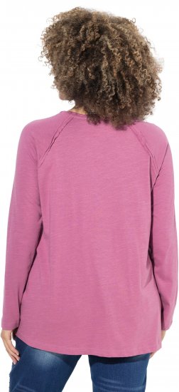 Ulla Popken Inverted Seam Long Sleeve Graphic Tee Dark Rose - Bedrukte T-shirts voor dames - 