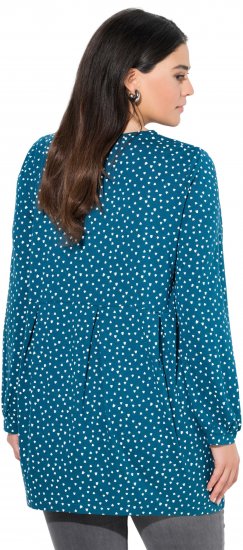 Ulla Popken Pleated Confetti Print Long Sleeve Tee Teal - Bedrukte T-shirts voor dames - 