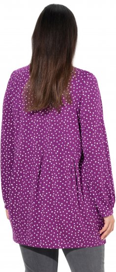 Ulla Popken Pleated Confetti Print Long Sleeve Tee Light Plum - Bedrukte T-shirts voor dames - 