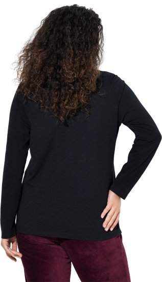 Ulla Popken Motivational Graphic Long Sleeve Tee Black - Bedrukte T-shirts voor dames - 