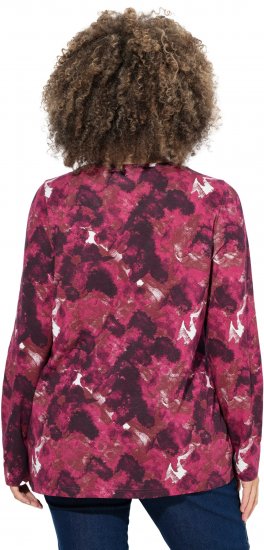 Ulla Popken Abstract Print Long Sleeve Tee Dark Ruby - Bedrukte T-shirts voor dames - 