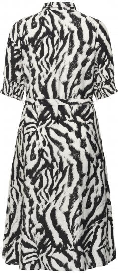 Kaffe Curve Alia Shirt Dress Black Chalk Animal - Midi jurken - 