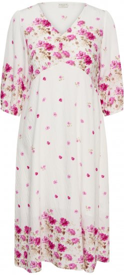 Kaffe Curve Rosa Midi Dress White Rose Border Flower - Kleedjes - 