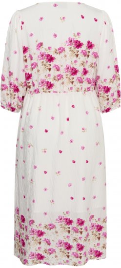 Kaffe Curve Rosa Midi Dress White Rose Border Flower - Kleedjes - 