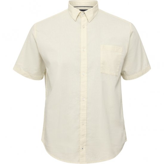 North Latitude Shirt Linen Cotton Short Sleeve Off-White - Overhemden - Overhemden Grote Maten Heren