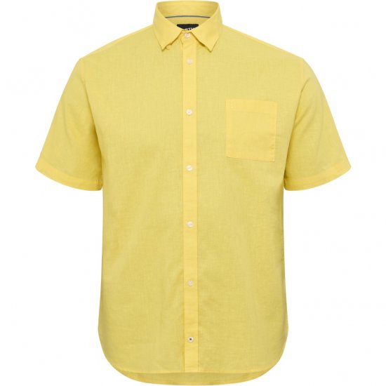 North Latitude Shirt Linen Cotton Short Sleeve Yellow - Overhemden - Overhemden Grote Maten Heren