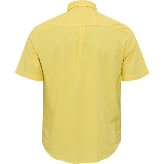 North Latitude Shirt Linen Cotton Short Sleeve Yellow - Overhemden - Overhemden Grote Maten Heren