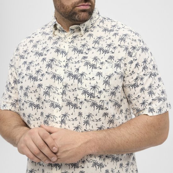 North Latitude Shirt Short Sleeve Off White - Overhemden - Overhemden Grote Maten Heren