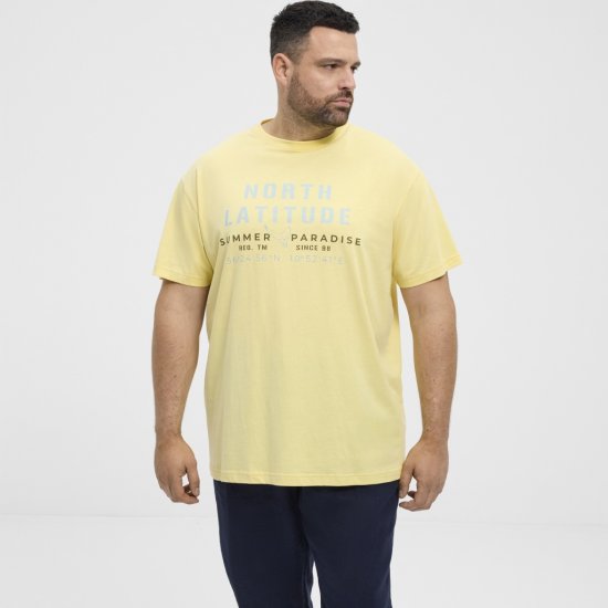 North Latitude T-Shirt Printed Short Sleeve Yellow - T-shirts - Grote Maten T-shirts Heren