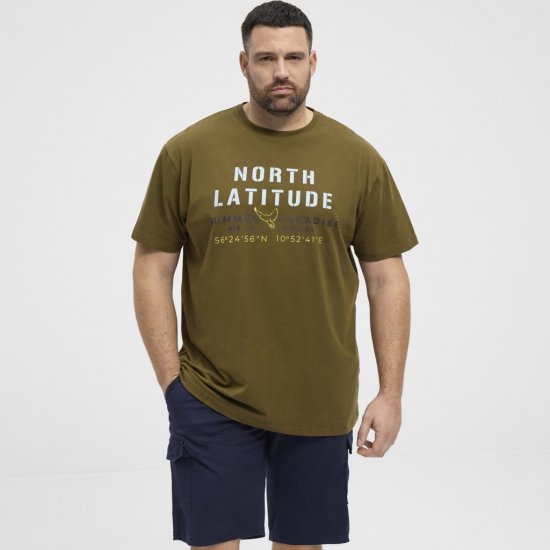 North Latitude T-Shirt Printed Short Sleeve Green - T-shirts - Grote Maten T-shirts Heren