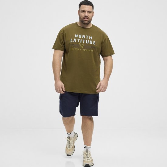 North Latitude T-Shirt Printed Short Sleeve Green - T-shirts - Grote Maten T-shirts Heren