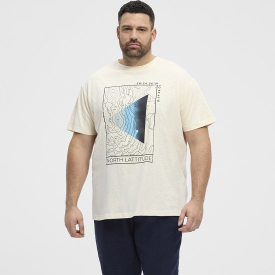 North Latitude T-shirt Printed Short Sleeve Off-White - T-shirts - Grote Maten T-shirts Heren