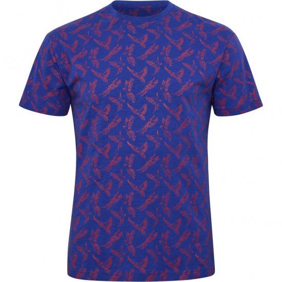 North Latitude T-Shirt Printed Allover Blue - T-shirts - Grote Maten T-shirts Heren