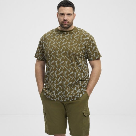 North Latitude T-shirt Allover Printed Green - T-shirts - Grote Maten T-shirts Heren