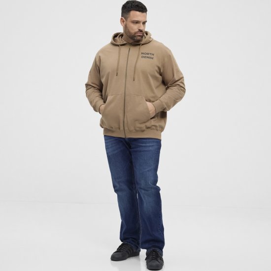 North Latitude Hoodie with Zipper Dark Sand TALL - TALL sweatshirts - 