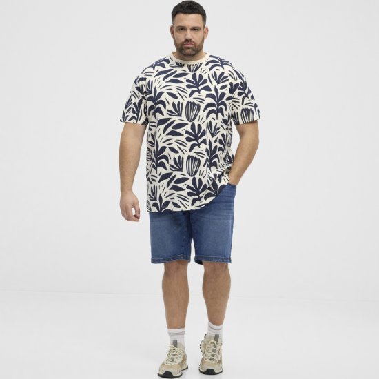 North Latitude T-shirt Allover Printed Navy - T-shirts - Grote Maten T-shirts Heren