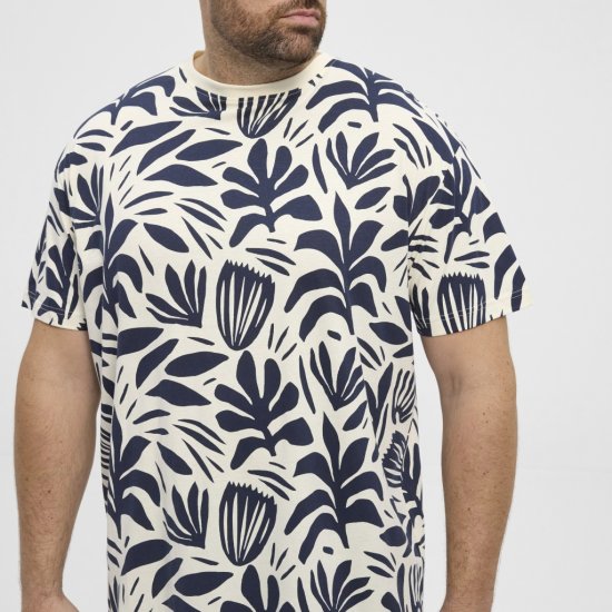 North Latitude T-shirt Allover Printed Navy - T-shirts - Grote Maten T-shirts Heren