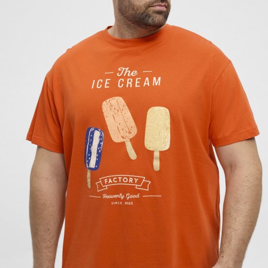 North Latitude T-Shirt Ice Cream Orange - T-shirts - Grote Maten T-shirts Heren